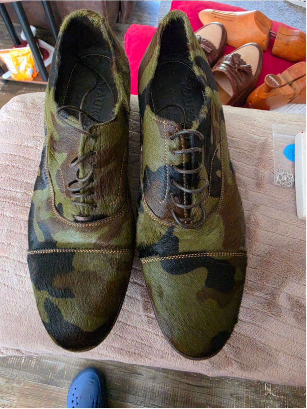 Men's Mauron Made in Italy Camo Calf Hair Oxford Shoes EU 39